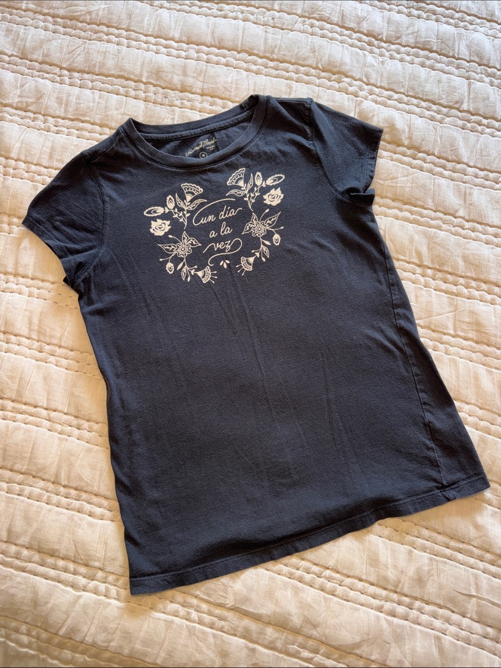 Universal Thread Navy Short-Sleeve Tee with White Floral Wreath Graphic